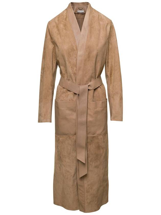 Brown Belted Trench Coat In Suede Woman - GOLDEN GOOSE - BALAAN 1