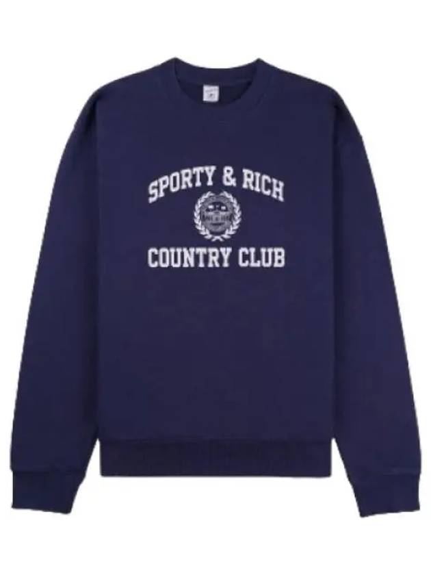 Varsity Crest Crew Neck Navy Sweatshirt - SPORTY & RICH - BALAAN 1