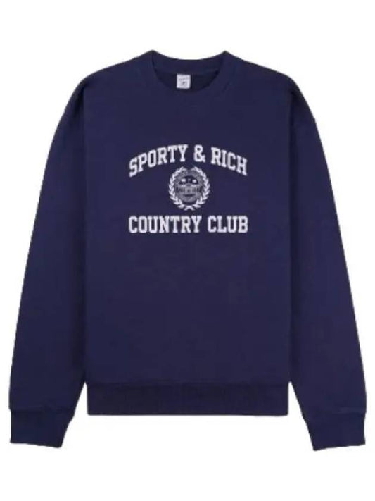 Varsity Crest Crew Neck Navy Sweatshirt - SPORTY & RICH - BALAAN 1