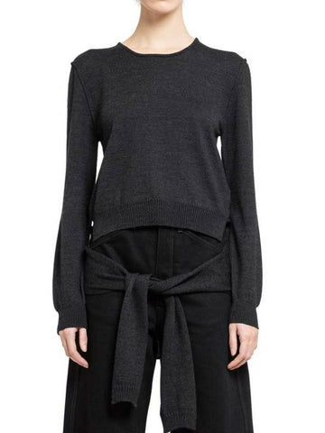 Trompe L'oeil Crew Neck Knit Top Anthracite - LEMAIRE - BALAAN 1