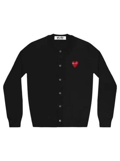 Red Heart Wappen Knit Cardigan Black - COMME DES GARCONS PLAY - BALAAN 2