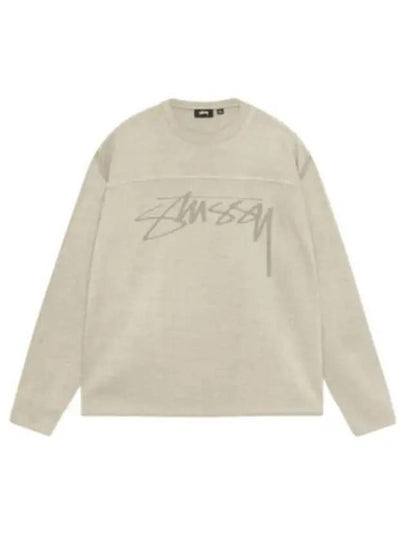 Football Crew Pigmented Dyed Long Sleeve T-Shirt Sand - STUSSY - BALAAN 2