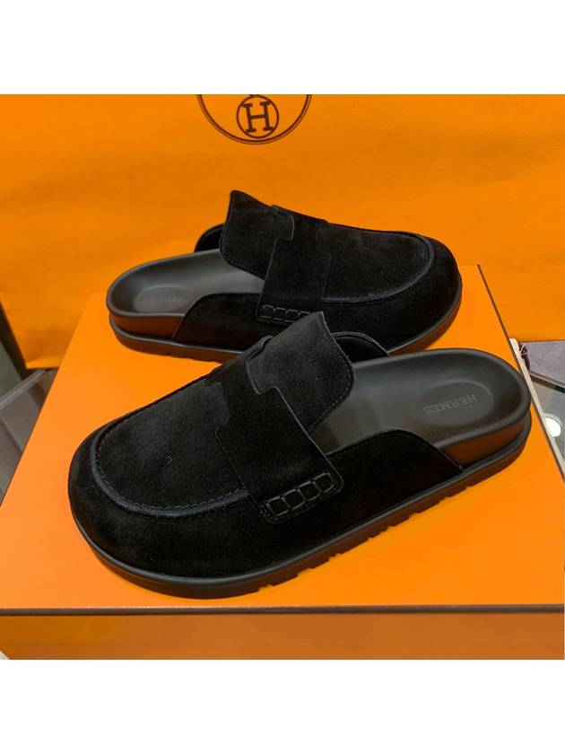 Men s Go Mule Suede Calfskin Black - HERMES - BALAAN 3