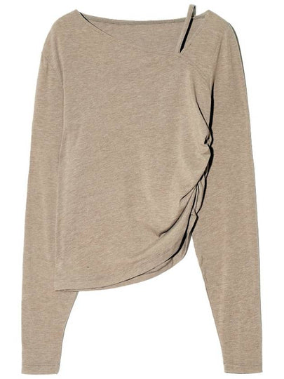 Unbalanced straps balloon long sleeve t shirt beige - LESEIZIEME - BALAAN 2