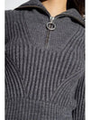 High-neck Virgin Wool Knit Top Heather Grey - AMI - BALAAN 6