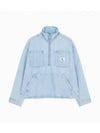 JEANS CK Men s Light Blue Half Zip Up Denim Windbreaker Jacket J325550 1AA - CALVIN KLEIN - BALAAN 2