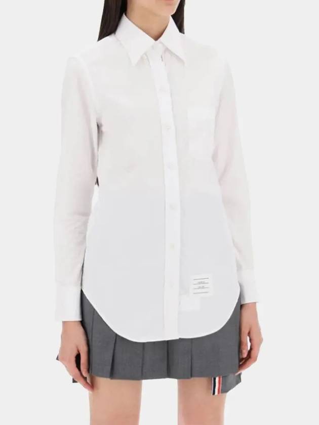 Logo Patch Cotton Shirt White - THOM BROWNE - BALAAN 3