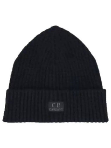 Logo Fleece Knit Beanie Total Eclipse - CP COMPANY - BALAAN 1