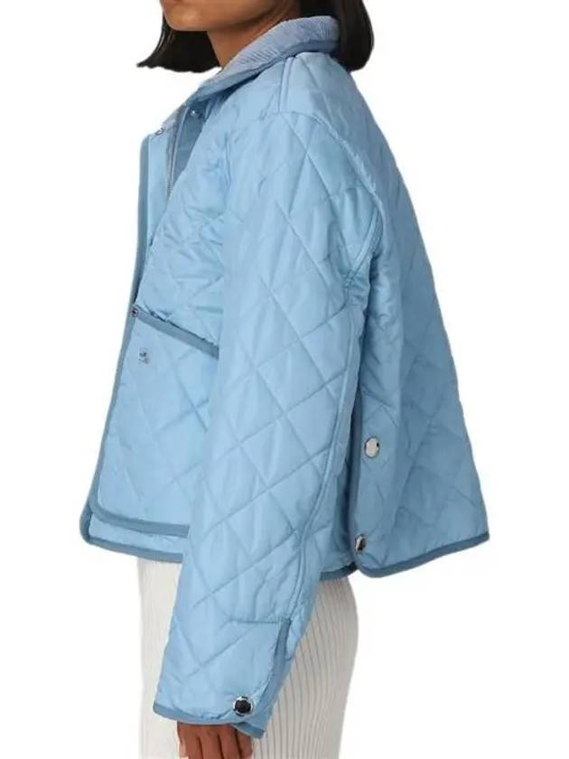 Diamond Recycled Nylon Quilted Hooded Jacket Denim Blue - BURBERRY - BALAAN 3