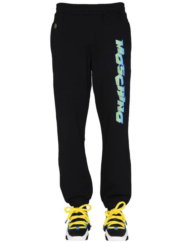 Men's Surf Logo Graphic Print Jogger Track Pants Black - MOSCHINO - BALAAN 2