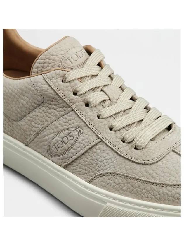 Embossed Logo Grained Leather Low Top Sneakers Light Grey - TOD'S - BALAAN 6