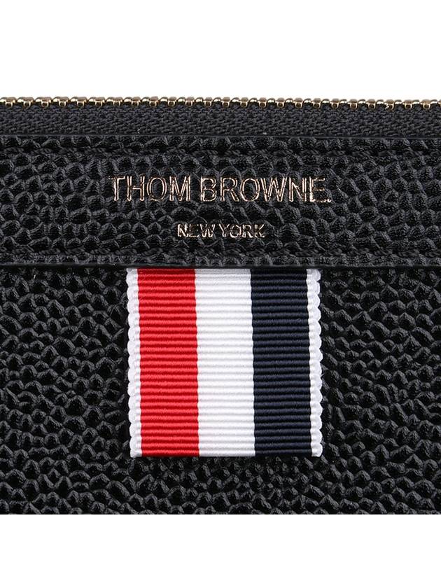 Pebble Grain Three Stripes Zipper Small Clutch Bag Black - THOM BROWNE - BALAAN 5