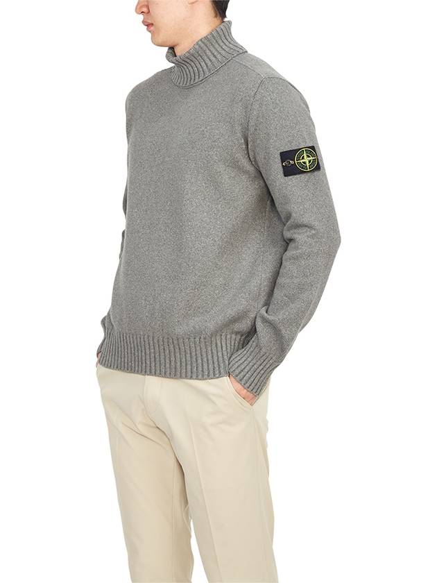 Wappen Patch Loose Fit Cotton Turtleneck Grey - STONE ISLAND - BALAAN 6