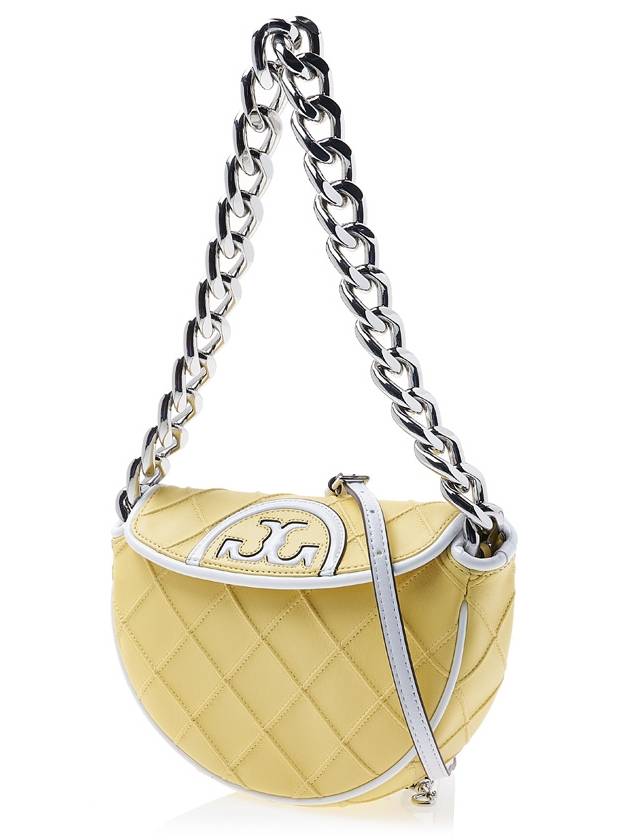 Flaming Pattern Border Crescent Shoulder Bag Lemon - TORY BURCH - BALAAN 3