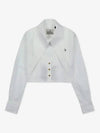 ORB Logo Embroidery Heart Cut-Off Crop Shirt White - VIVIENNE WESTWOOD - BALAAN 2