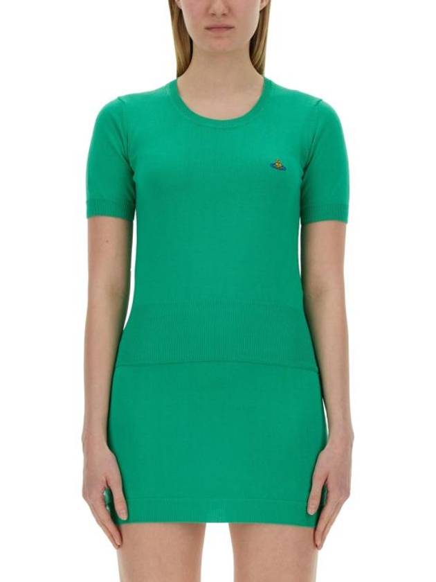 Bea Embroidery Logo Knit Top Green - VIVIENNE WESTWOOD - BALAAN 1