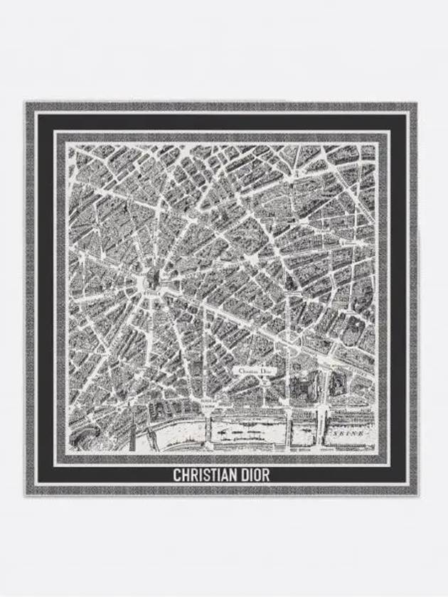 Plan De Paris 90 Square Scarf White Black - DIOR - BALAAN 2