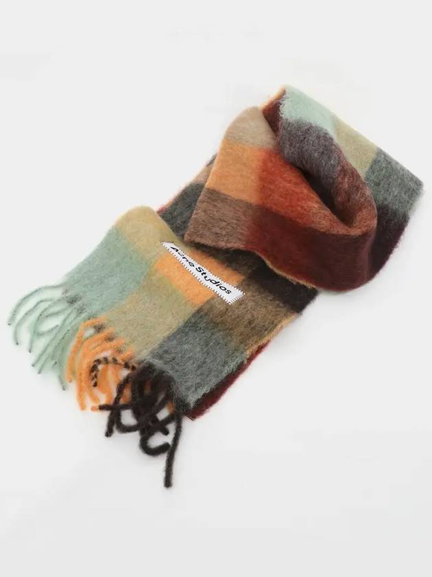 Check Mohair Muffler Chestnut Brown Yellow Green - ACNE STUDIOS - BALAAN 4