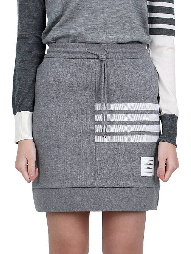 Double Face 4 Bar Knit Mini A Line Skirt Grey - THOM BROWNE - BALAAN 3