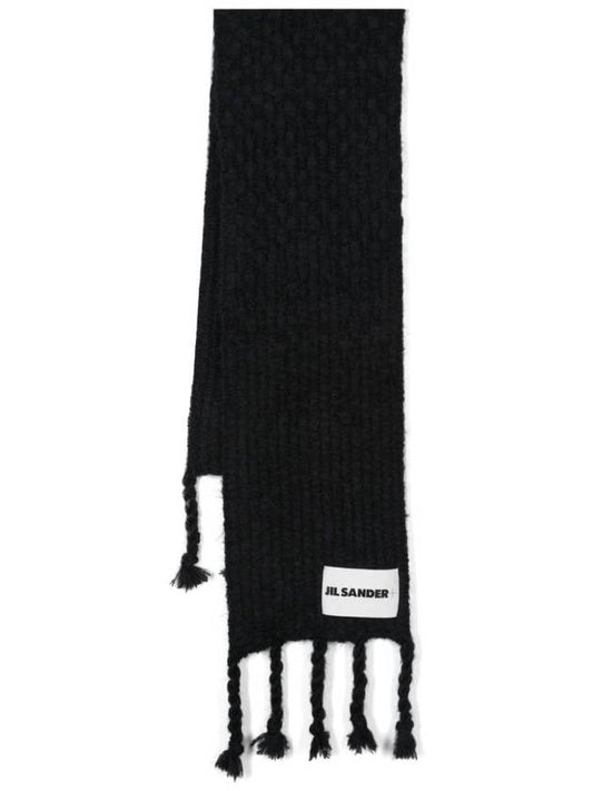 Chunky Knit Scarf Black - JIL SANDER - BALAAN 1