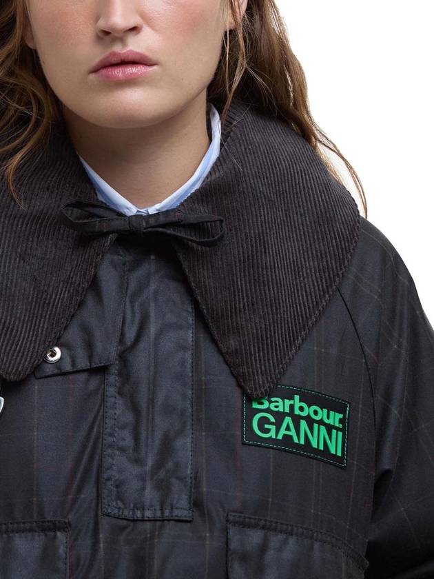 Ganni Tartan Waxed  Anorak Jacket Black - BARBOUR - BALAAN 6