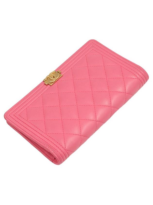 Pink Lambskin Boy Long Flap Wallet 22nd - CHANEL - BALAAN 6