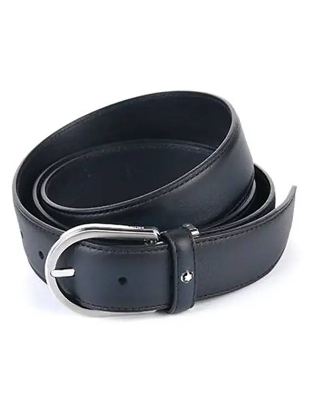 Horseshoe Buckle Business Line Leather Belt Navy - MONTBLANC - BALAAN 4