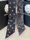 Twilly silk black pink CC logo scarf AAA372 - CHANEL - BALAAN 1