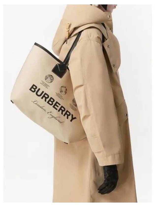 Label Print Medium London Cotton Tote Bag Beige - BURBERRY - BALAAN 3