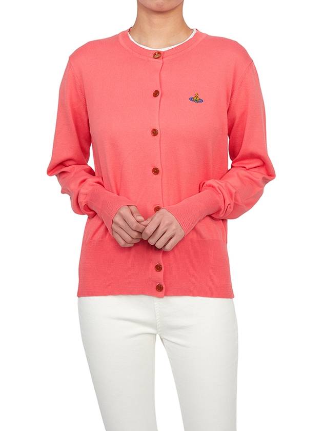 Bea Embroid Logo Cotton Cardigan Coral - VIVIENNE WESTWOOD - BALAAN 9