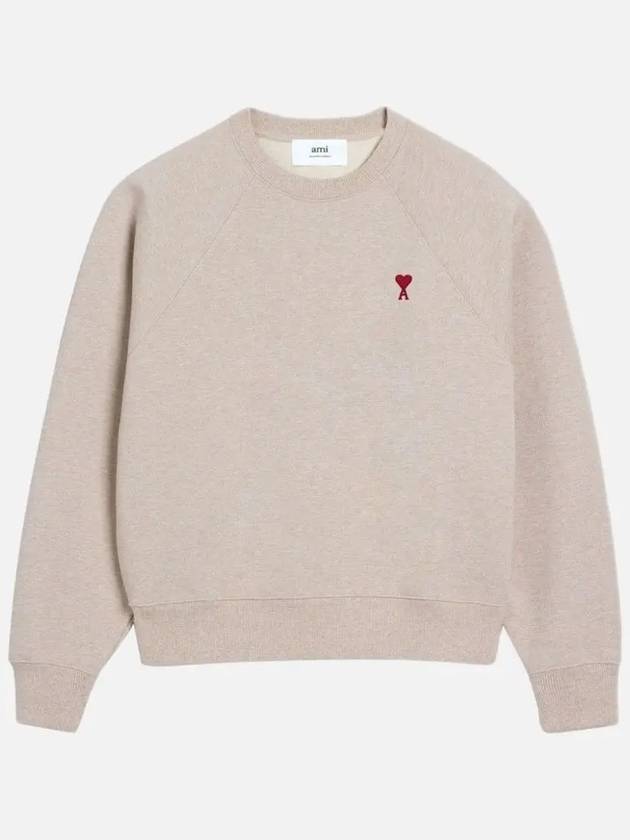 Small Heart Logo Sweatshirt Beige - AMI - BALAAN 4