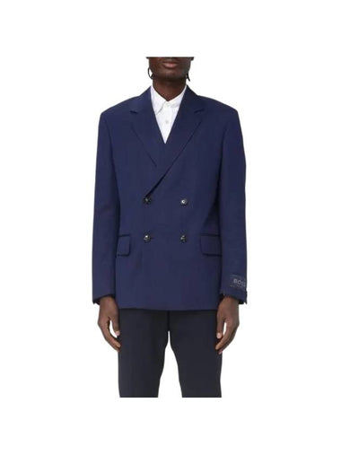 Double Breasted Suit Jacket Dark Blue - HUGO BOSS - BALAAN 1