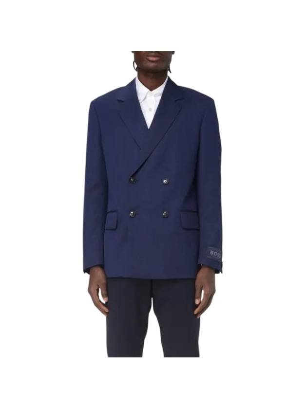 Double Breasted Suit Jacket Dark Blue - HUGO BOSS - BALAAN 1