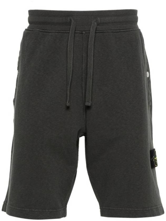 Compass Badge Cotton Track Shorts Grey - STONE ISLAND - BALAAN 2