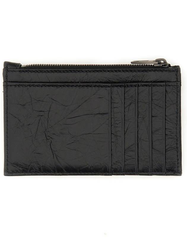 Crush Zipper Leather Card Wallet Black - BALENCIAGA - BALAAN 3