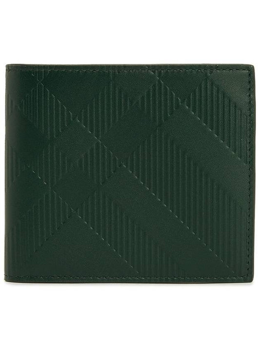 Plaid Check Leather Half Wallet Green - BURBERRY - BALAAN 1