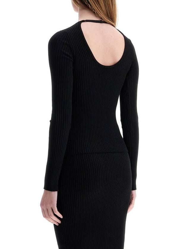 black viscose and polyester sweater with drop neckline - COURREGES - BALAAN 3