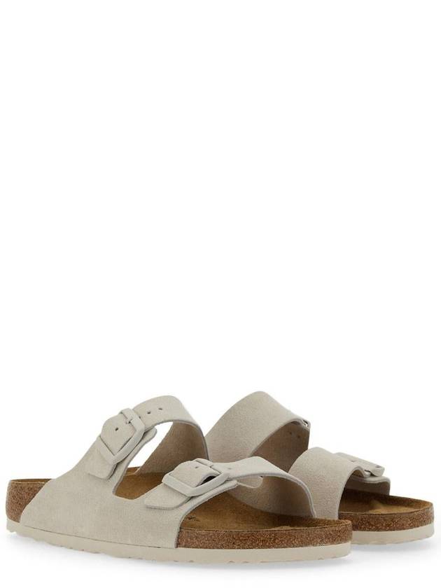 Arizona Suede Leather Slippers Antique White - BIRKENSTOCK - BALAAN 3