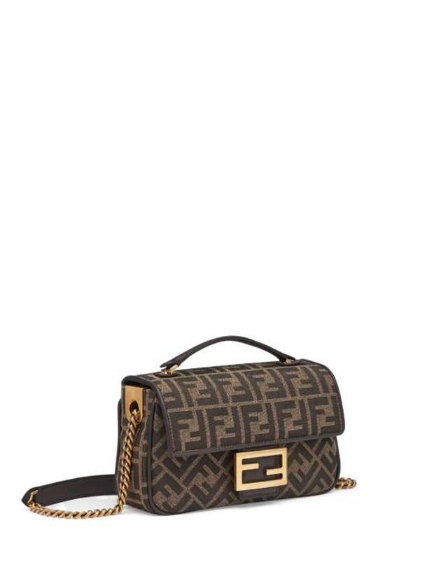 Baguette Chain FF Jacquard Medium Cross Bag Brown - FENDI - BALAAN 3