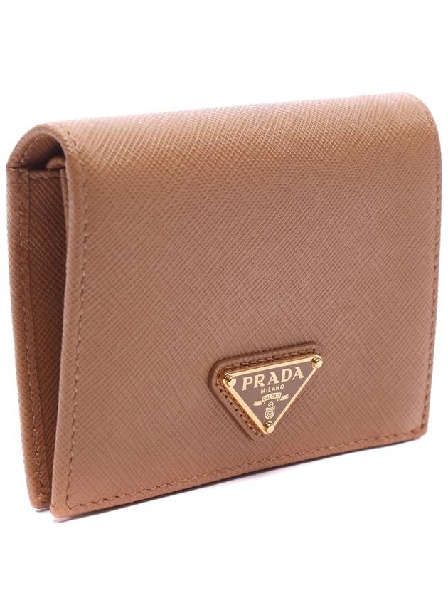 Gold Hardware Triangle Logo Saffiano Half Wallet Natural - PRADA - BALAAN 4