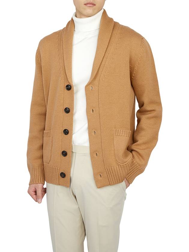 Men's Button Wool Cardigan Brown - DRUMOHR - BALAAN 6