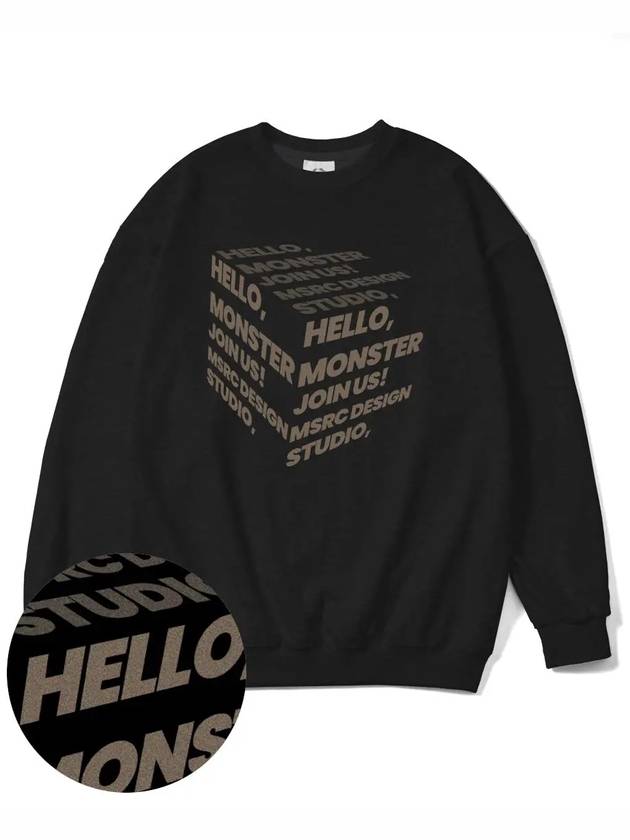 Cube Coffee Brown Overfit Sweatshirt Black - MONSTER REPUBLIC - BALAAN 4