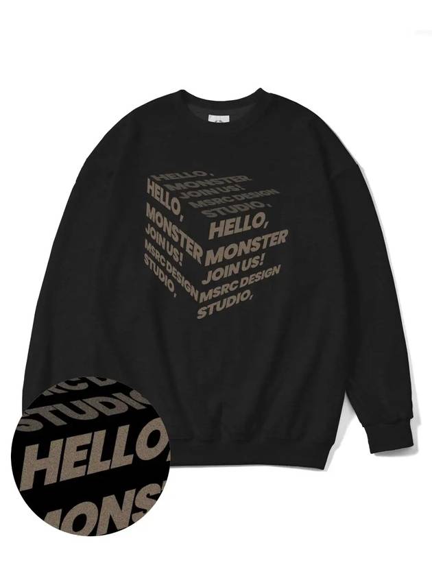 Cube Coffee Brown Overfit Sweatshirt Black - MONSTER REPUBLIC - BALAAN 4