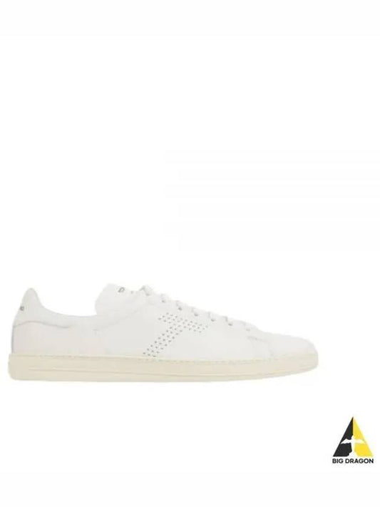 Logo Leather Low Top Sneakers White - TOM FORD - BALAAN 2