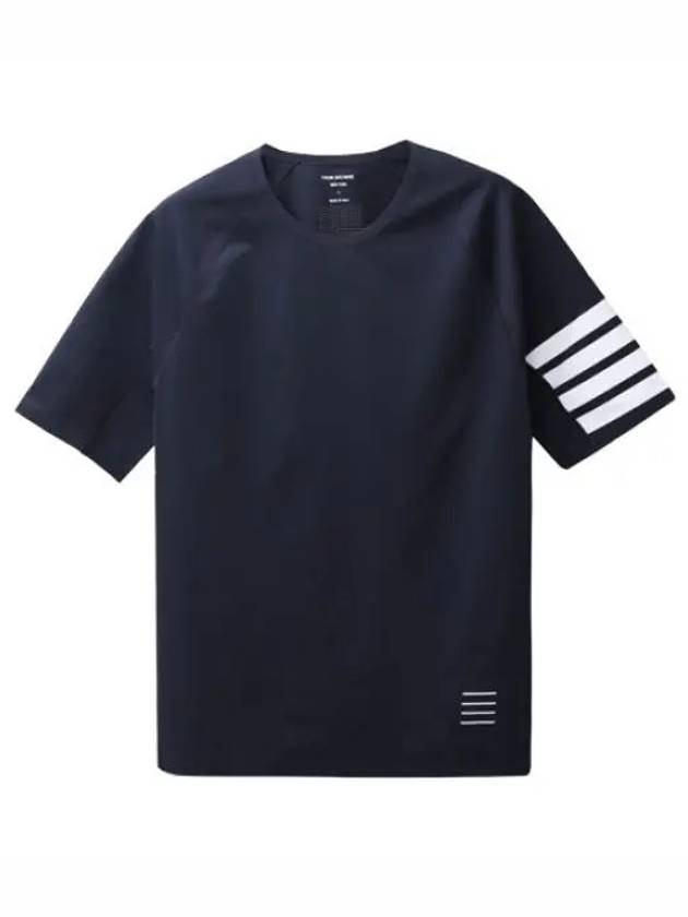 Diagonal Stripe Lightweight Tech Interlock Compression Short Sleeve T Shirt - THOM BROWNE - BALAAN 1