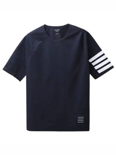 Diagonal Stripe Lightweight Tech Interlock Compression Short Sleeve Tee - THOM BROWNE - BALAAN 1