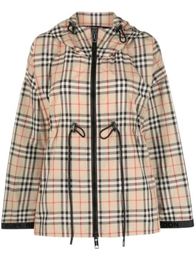 Women's Back-tone Check Zip-up Hooded Jacket Beige - BURBERRY - BALAAN 2