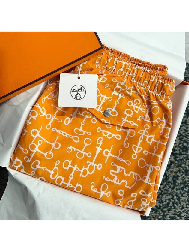 Men s Metallic Swimsuit Ghibre Swim Pants Orange Color - HERMES - BALAAN 1