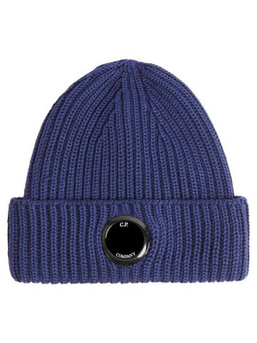 Extra Fine Merino Wool Beanie Blue - CP COMPANY - BALAAN 1