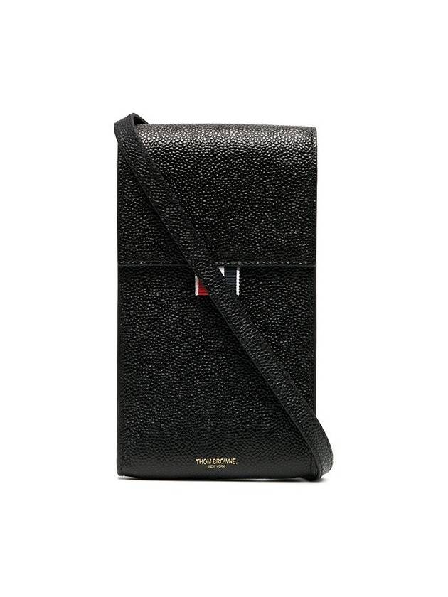 Three Stripes Strap Leather Phone Case Black - THOM BROWNE - BALAAN 4